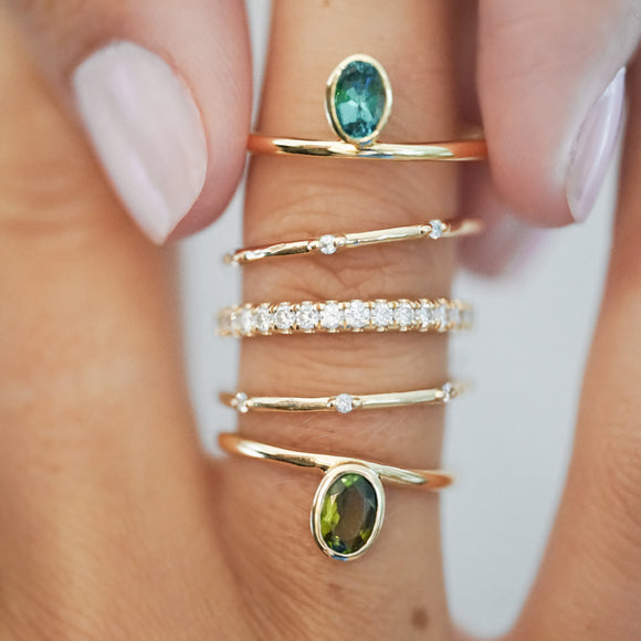 Bague Valentine Décentrée Verte