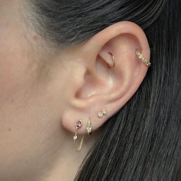 Accumulation Boucle d'oreille Valentine Rose creole Valentine diamant Puce Lorene creole alba diamants bruns creole Alba