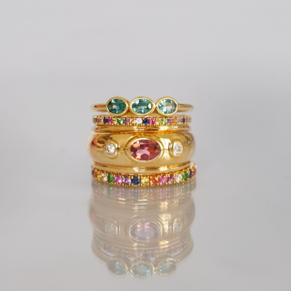 Alliance Multicolore Bague dôme Rose Alliance multicolore Bague trio turquoise