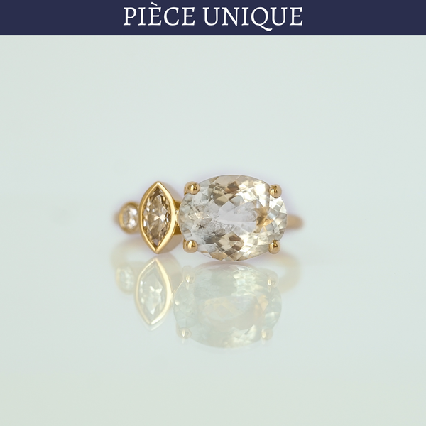 Bague Anaïs Tourmaline diamant brun marquise diamant blanc brillant