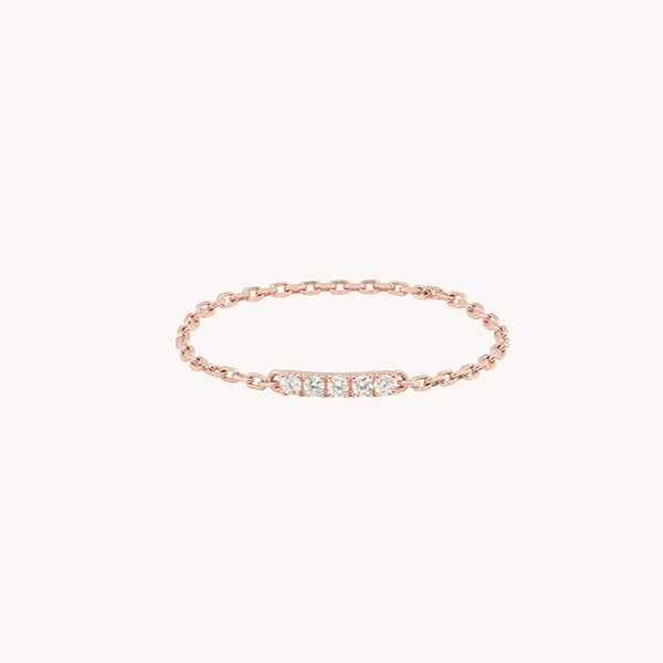 Bague Chaîne Diamants Blancs Iris or rose