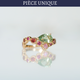 Bague Flora Tourmaline verte poire saphirs roses taille brillant