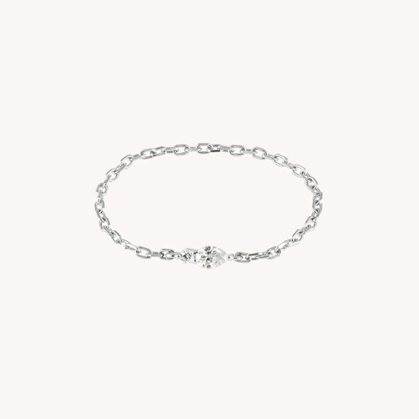 Bague chaine Iris Poire Or blanc