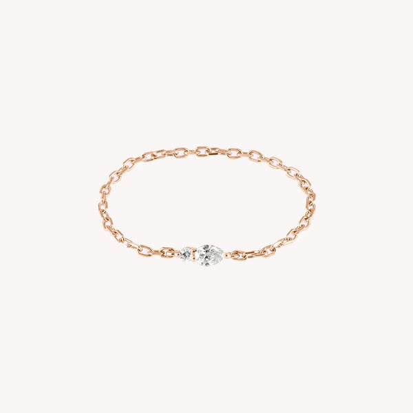 Bague chaine Iris Poire Or Rose