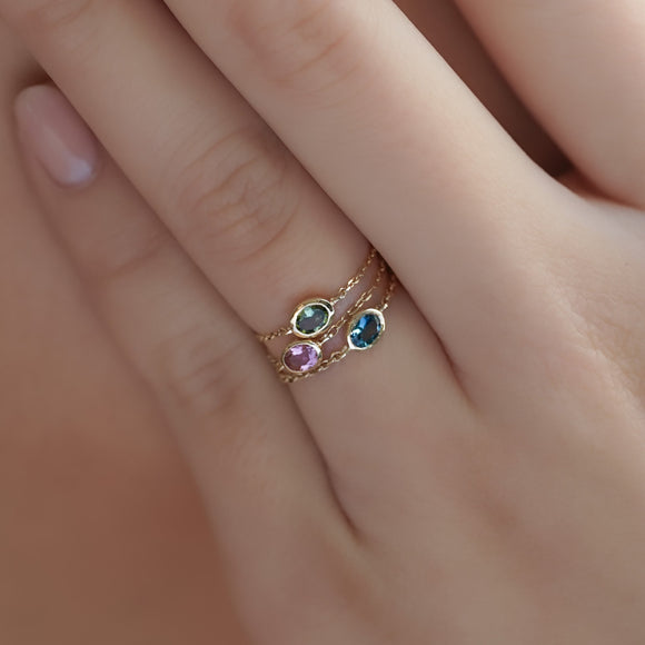 Bague Chaine Valentine Verte