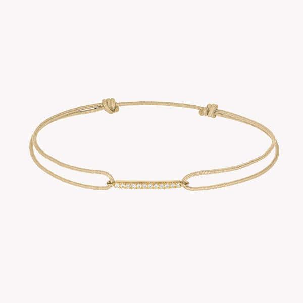 Bracelet Cordon Diamants Blancs Iris beige sable