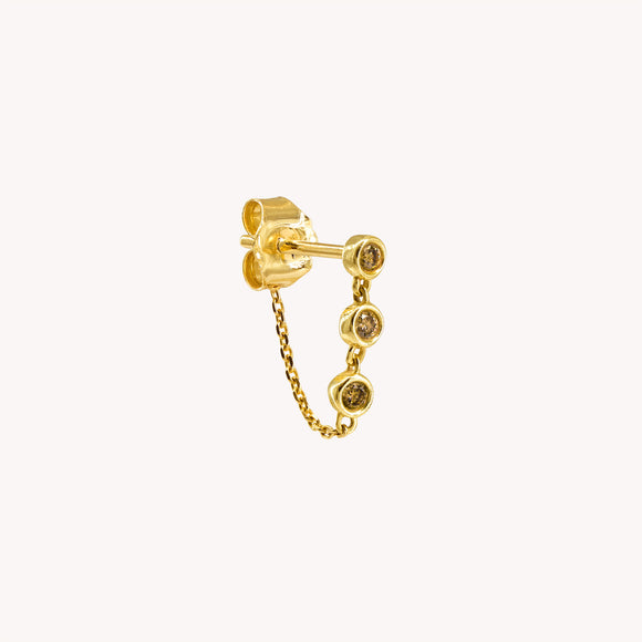Boucle d'Oreille Chaîne Alba Diamants Bruns