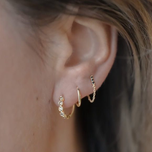 Boucle d'oreille Chaîne Iris Diamants Noirs