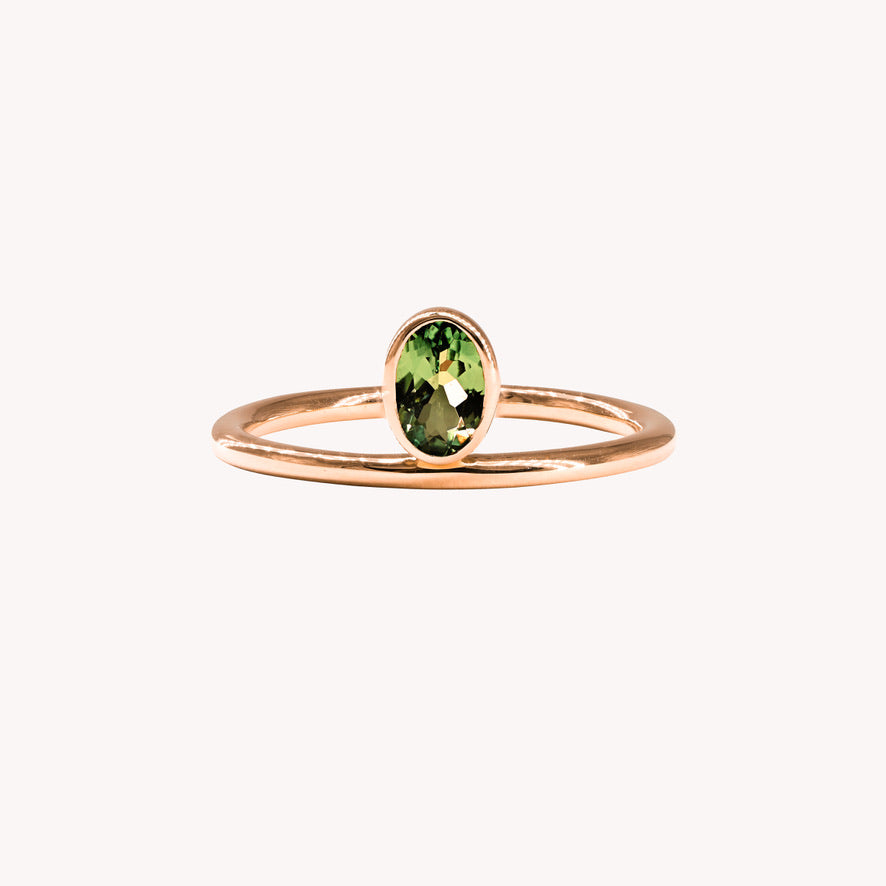 Bague Valentine Décentrée Verte