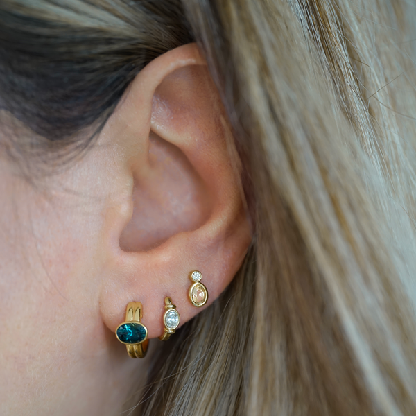 ACCUMULATION-CREOLES DOUBLES INDIGOLITE VALENTINE- CREOLE DIAMANT VALENTINE-PUCE VALENTINE