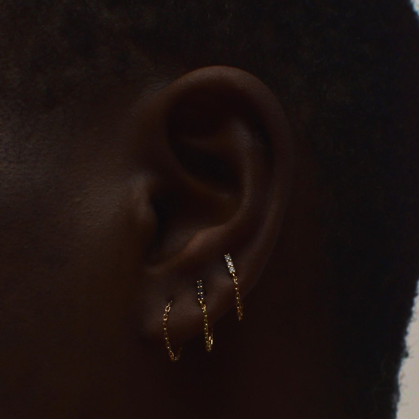 Black Diamond Iris Chain Earring