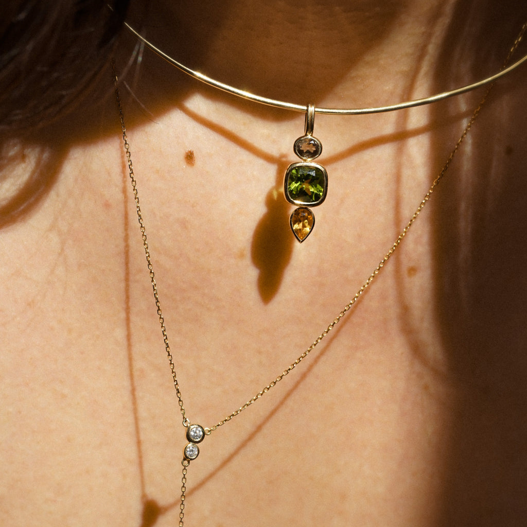 Pendentif Unique - Péridot et Tourmalines II