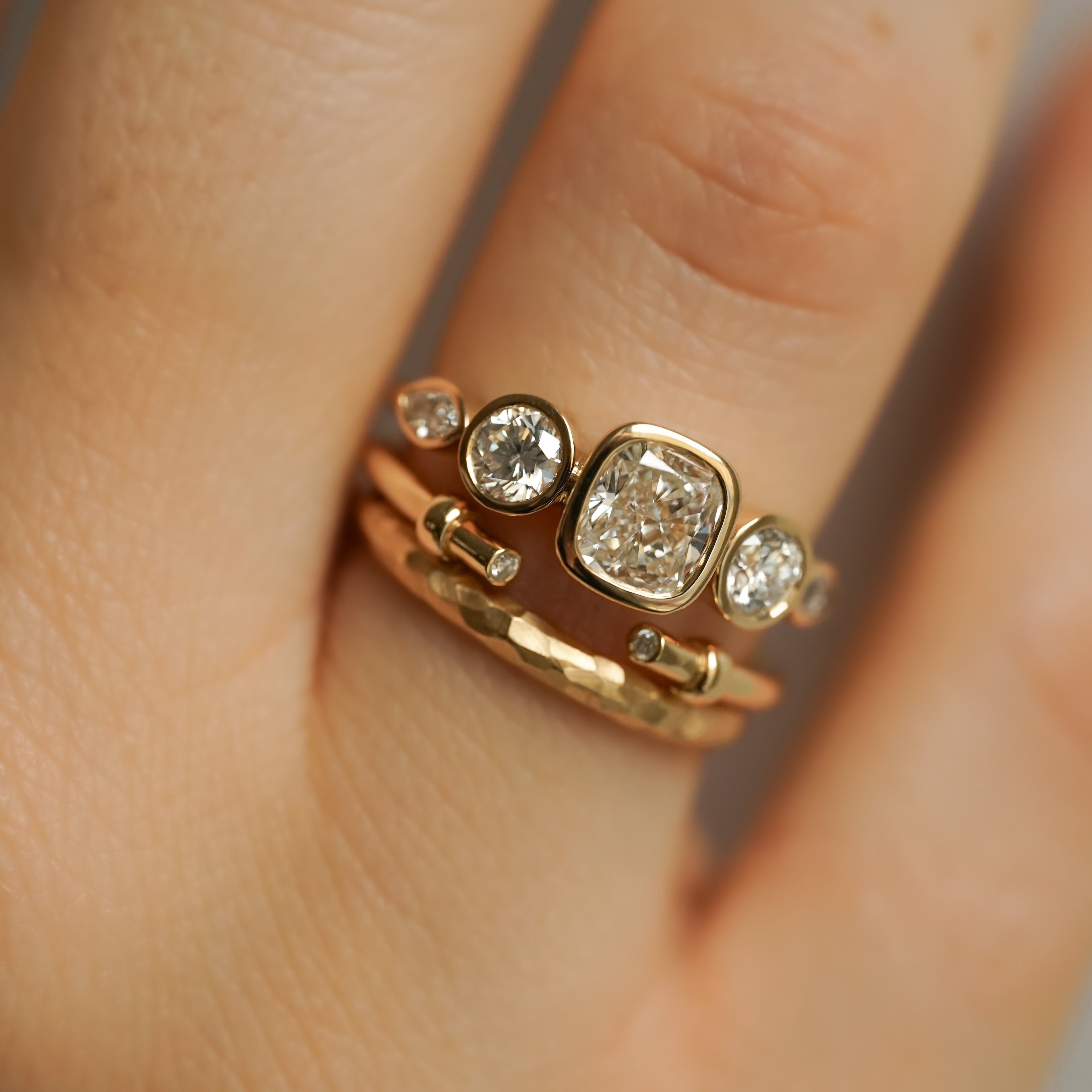 Bague de fiançailles - Composition Diamant Coussin - 1.66ct
