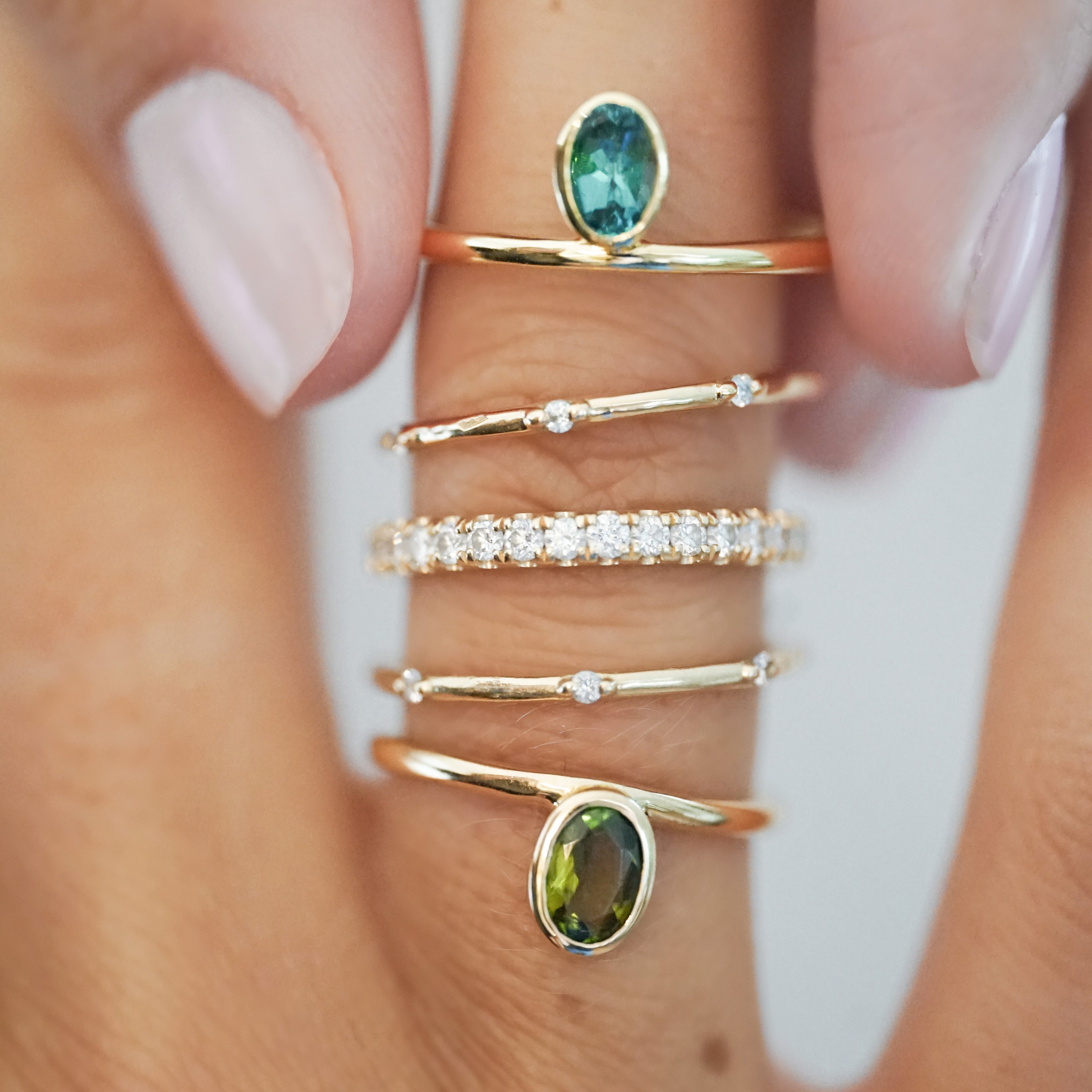 Bague Valentine Décentrée Verte