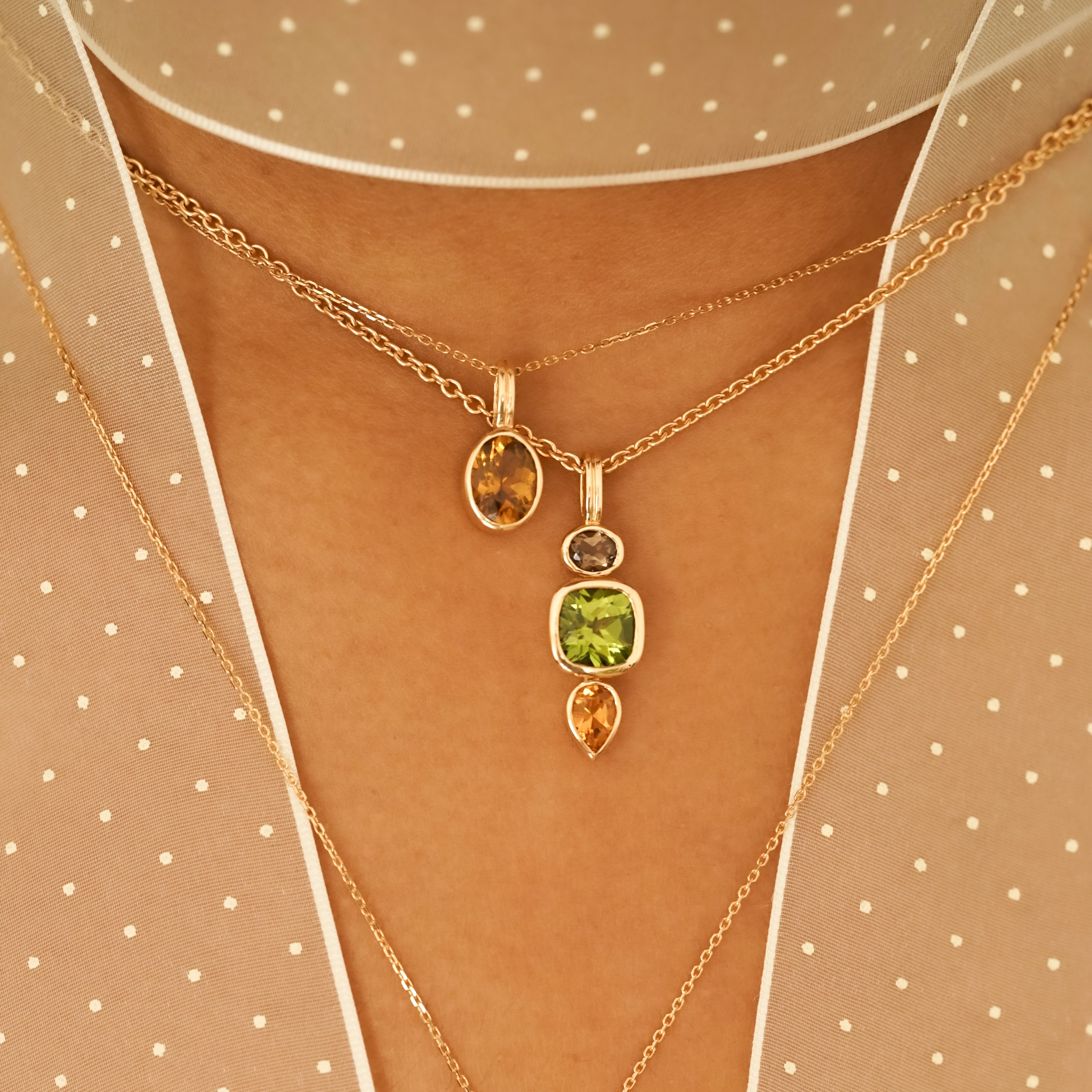 Pendentif Unique - Péridot et Tourmalines II