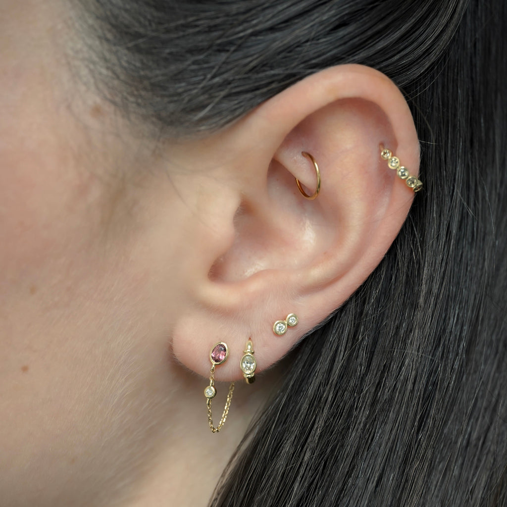 Boucle d'oreille chaine valentine rose 