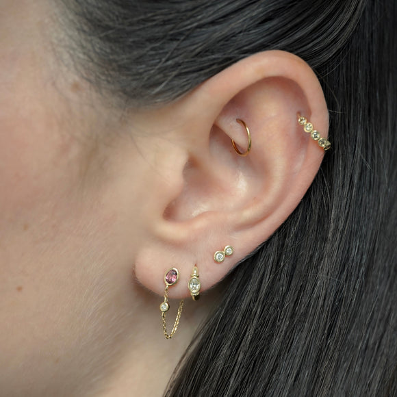 Boucle d'oreille chaine valentine rose 