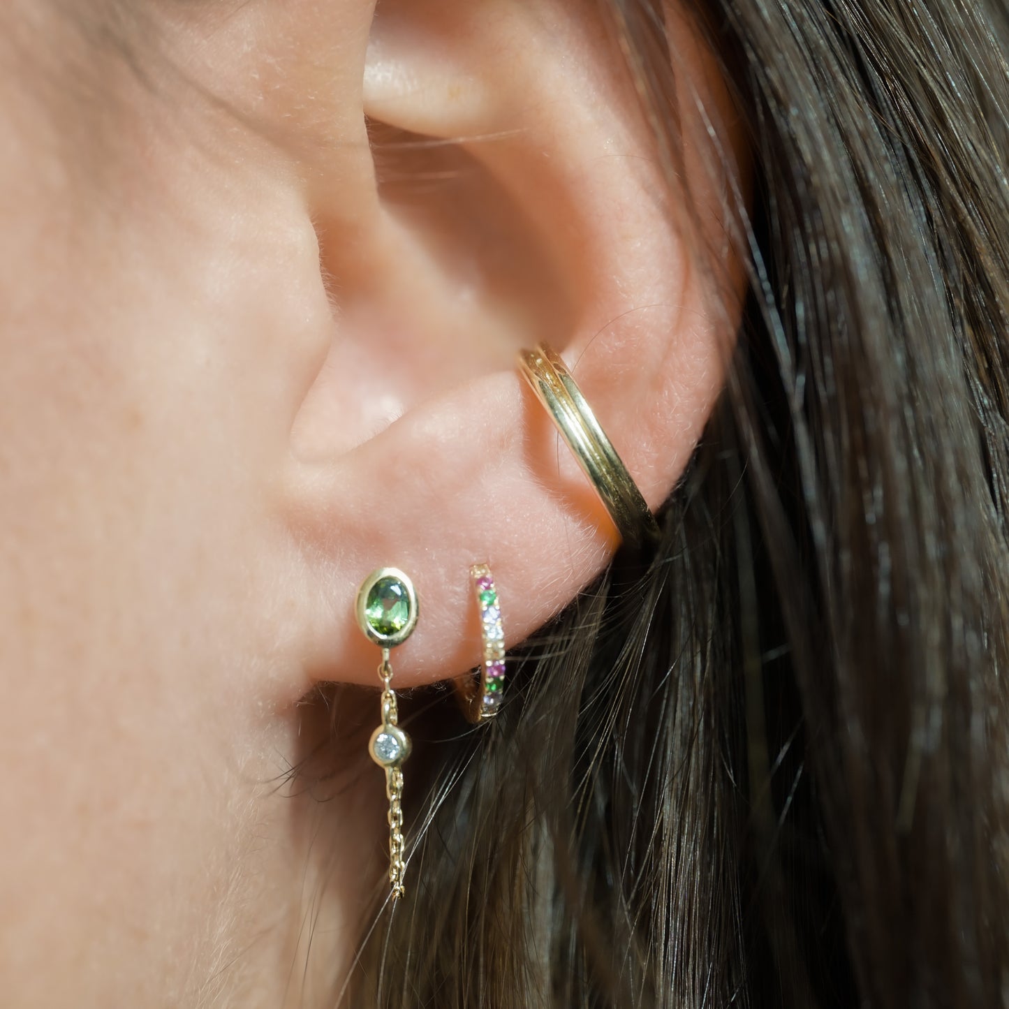 Green Valentine Chain Earring