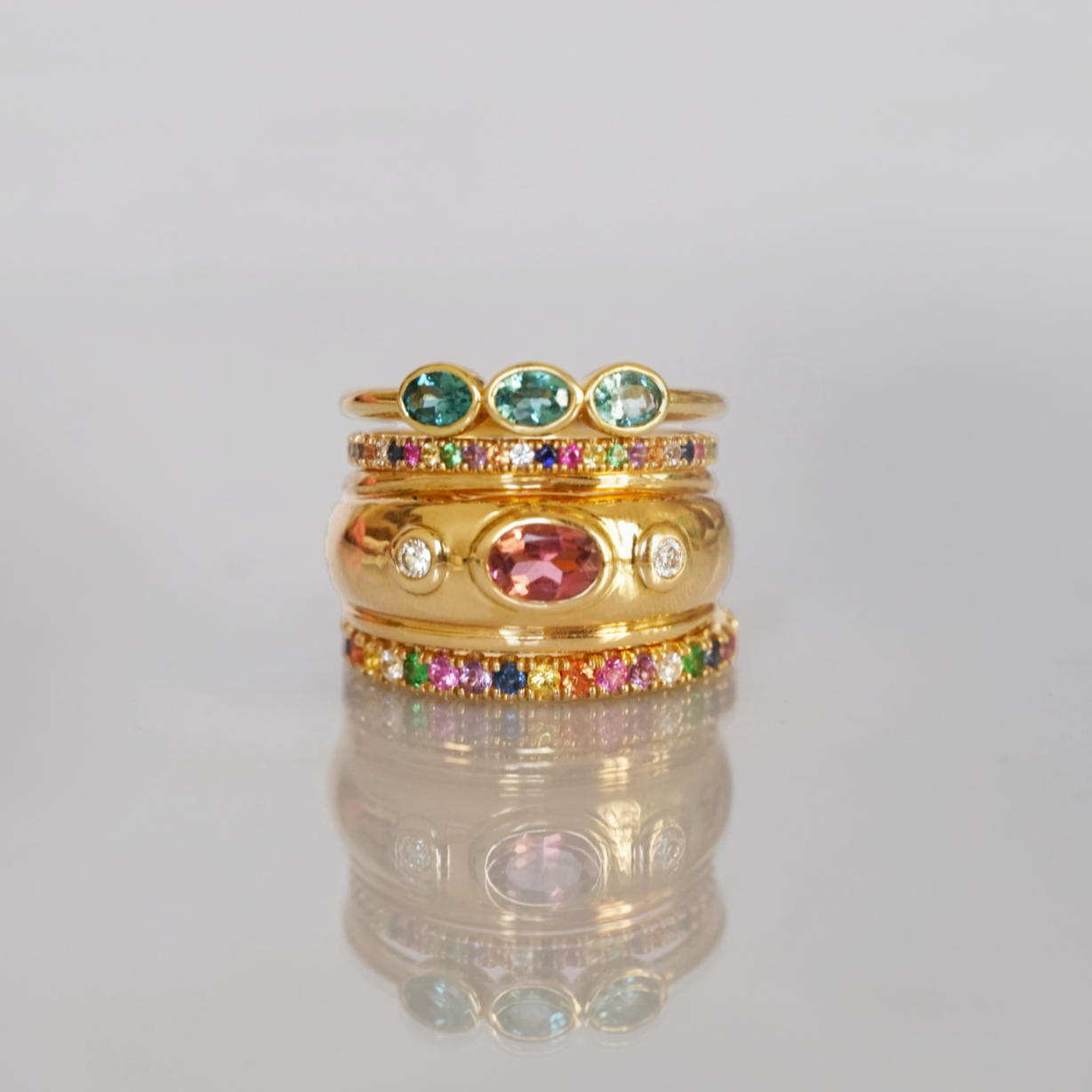 Alliance Multicolore Bague dôme Rose Alliance multicolore Bague trio turquoise