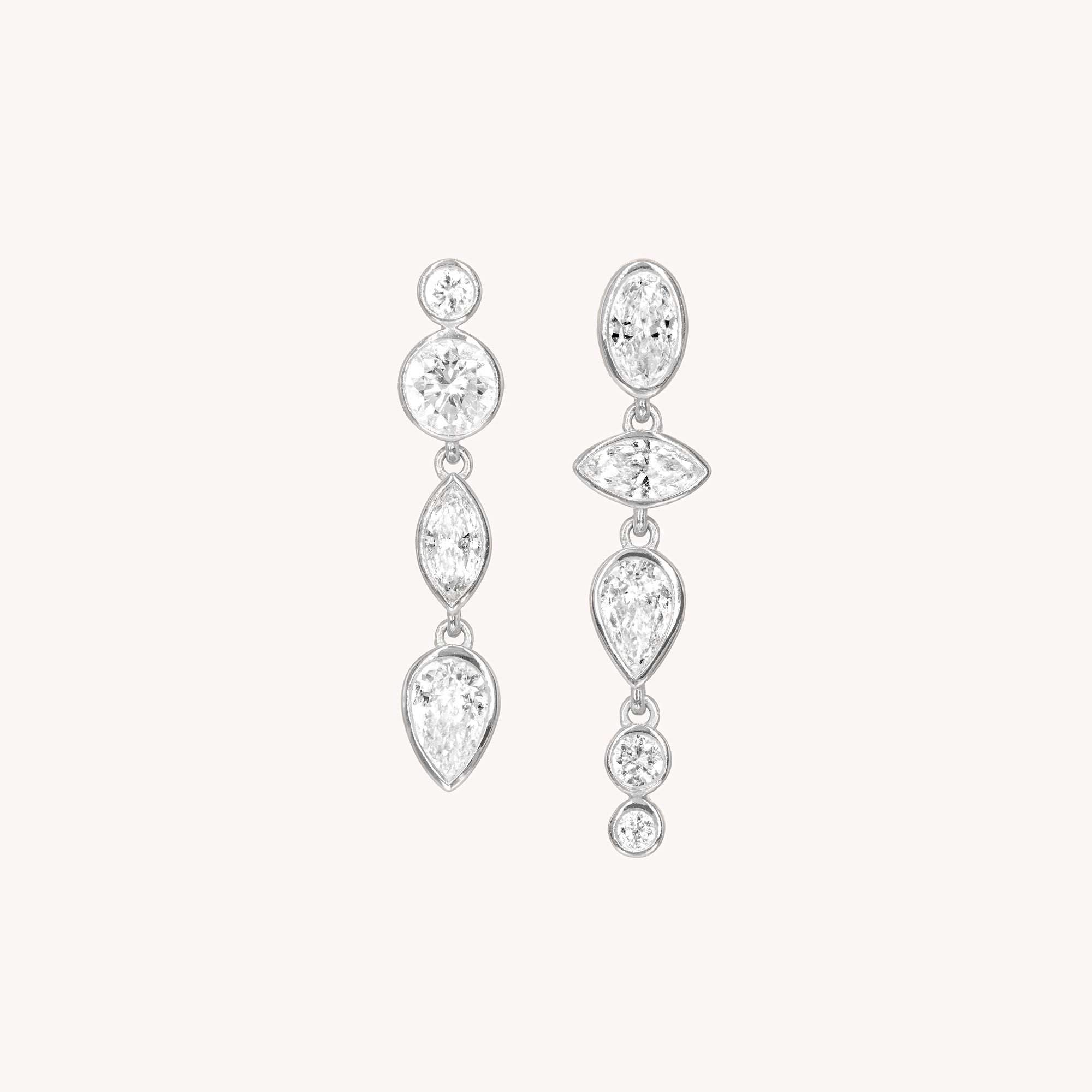 BOUCLES D'OREILLES DIAMANT MOON OR BLANC
