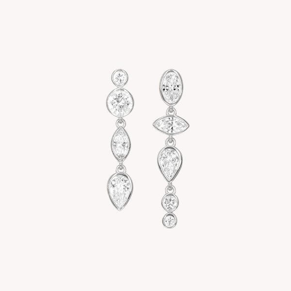 BOUCLES D'OREILLES DIAMANT MOON OR BLANC