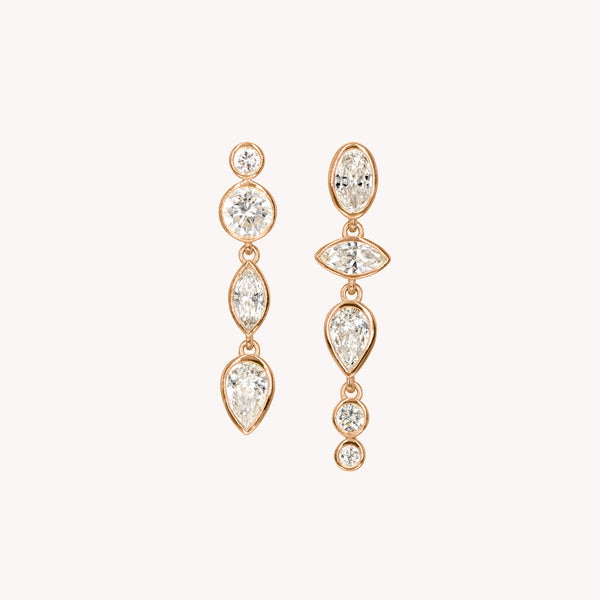 BOUCLES D'OREILLES DIAMANT MOON OR ROSE