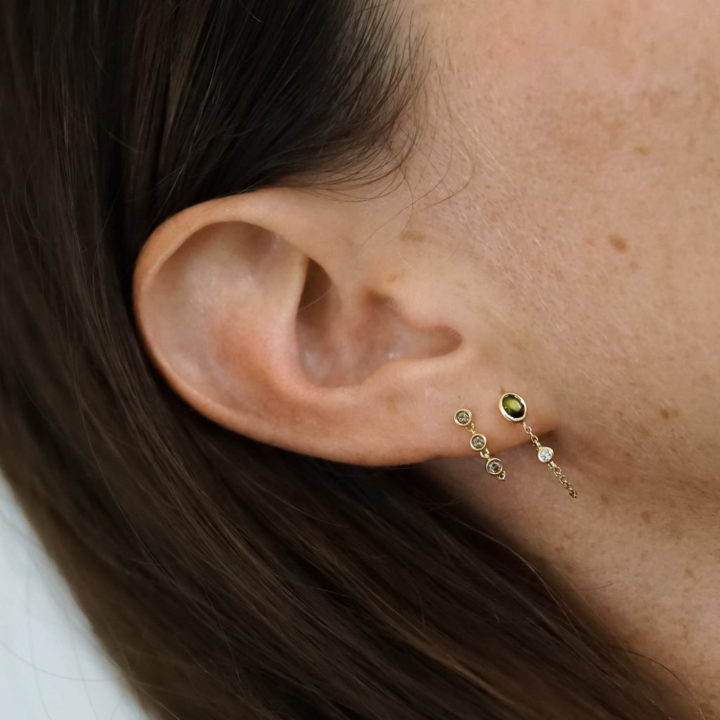 Boucle d'oreille Chaîne Valentine Verte