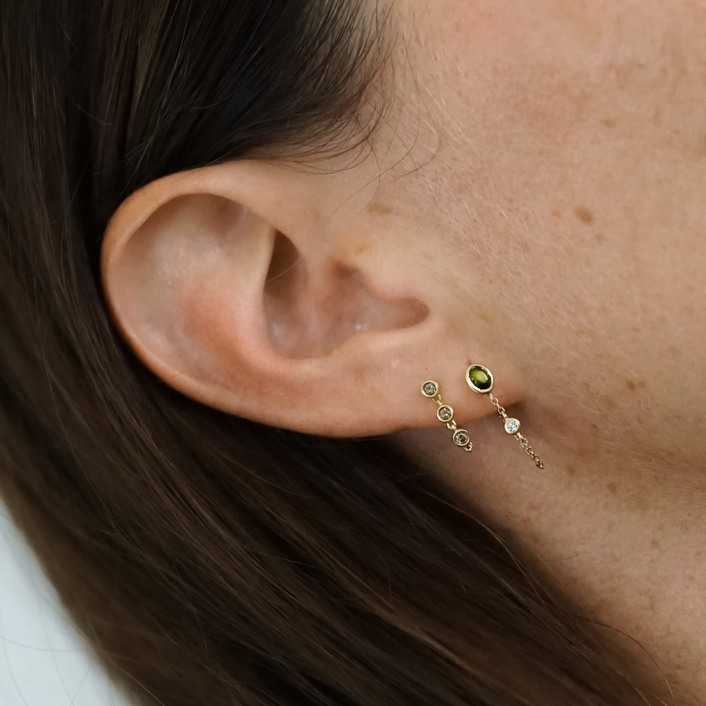 Boucle d'Oreille Chaîne Alba Diamants Bruns