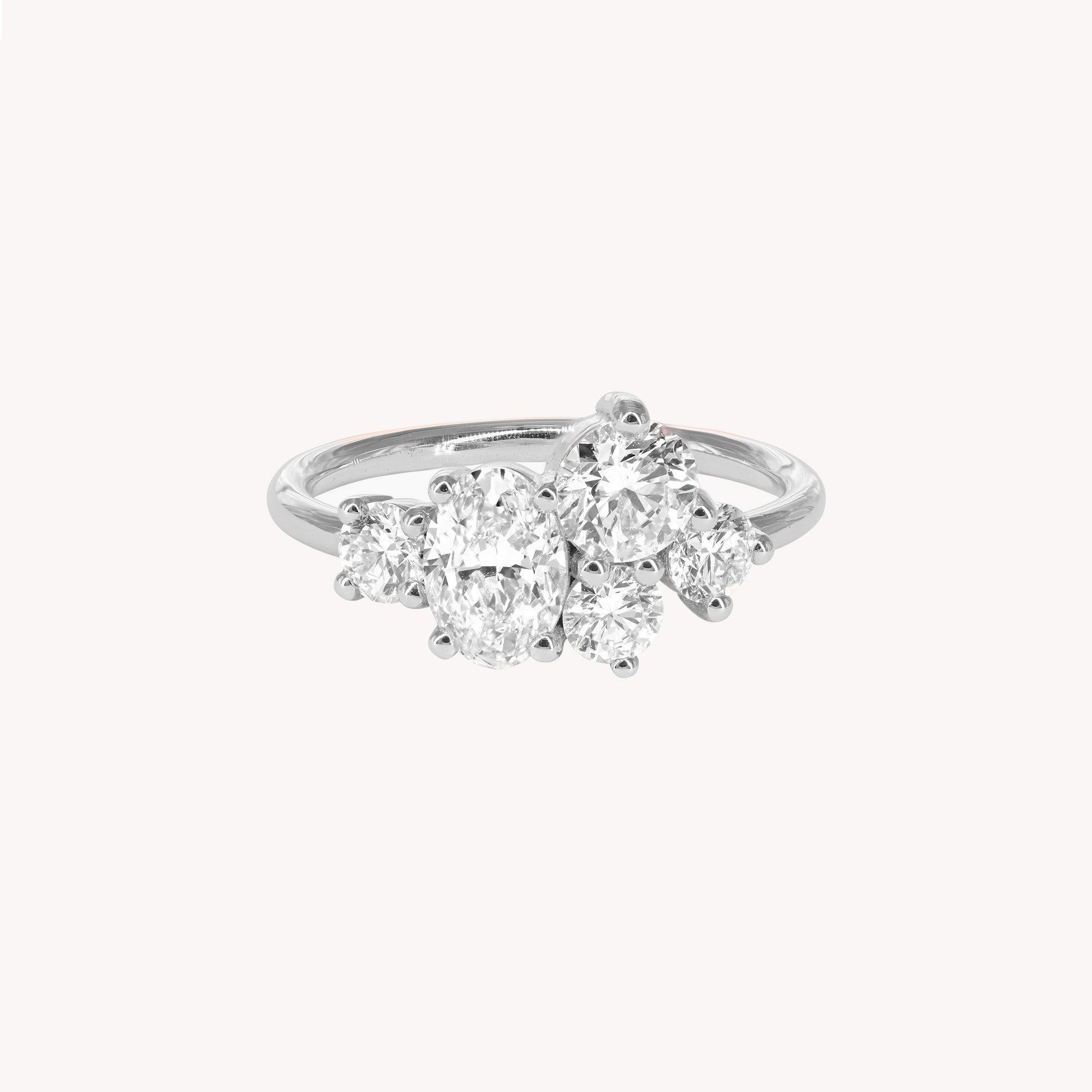 Bague de fiançailles - Composition Diamant Ovale - 1.70ct