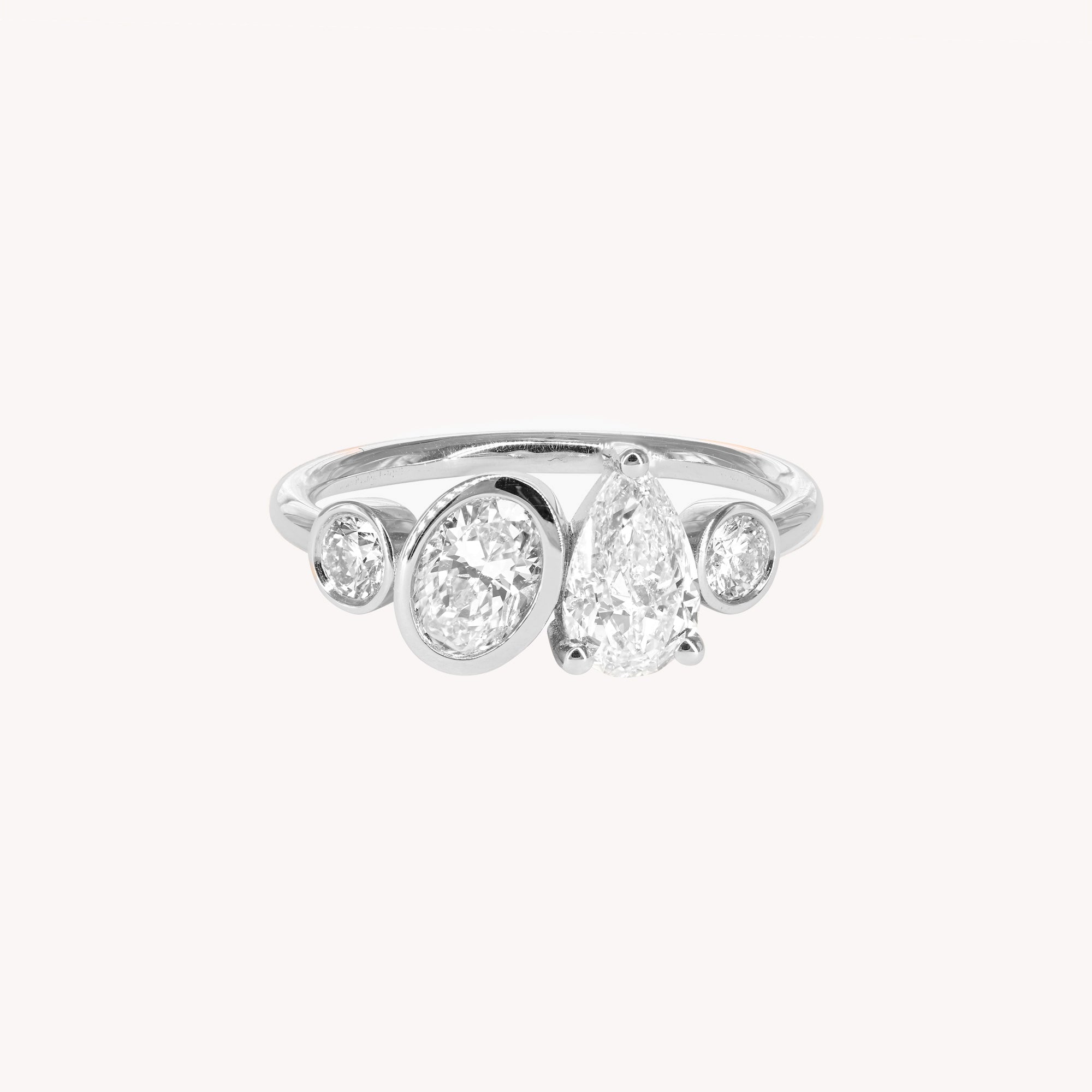 Bague de fiançailles - Composition Diamant Poire - 1.40ct