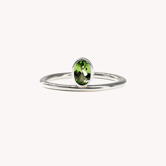 Green Off-center Valentine Ring
