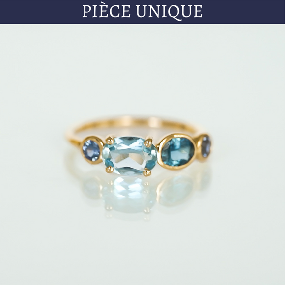 Bague Cassandre Tourmaline Aigue Marine Saphir
