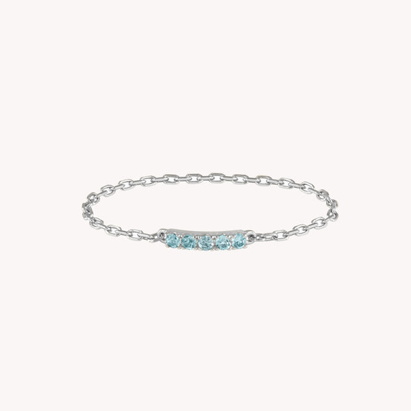 Bague chaine topazes iris or blanc