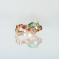 Bague Flora Tourmaline verte poire saphirs roses taille brillant