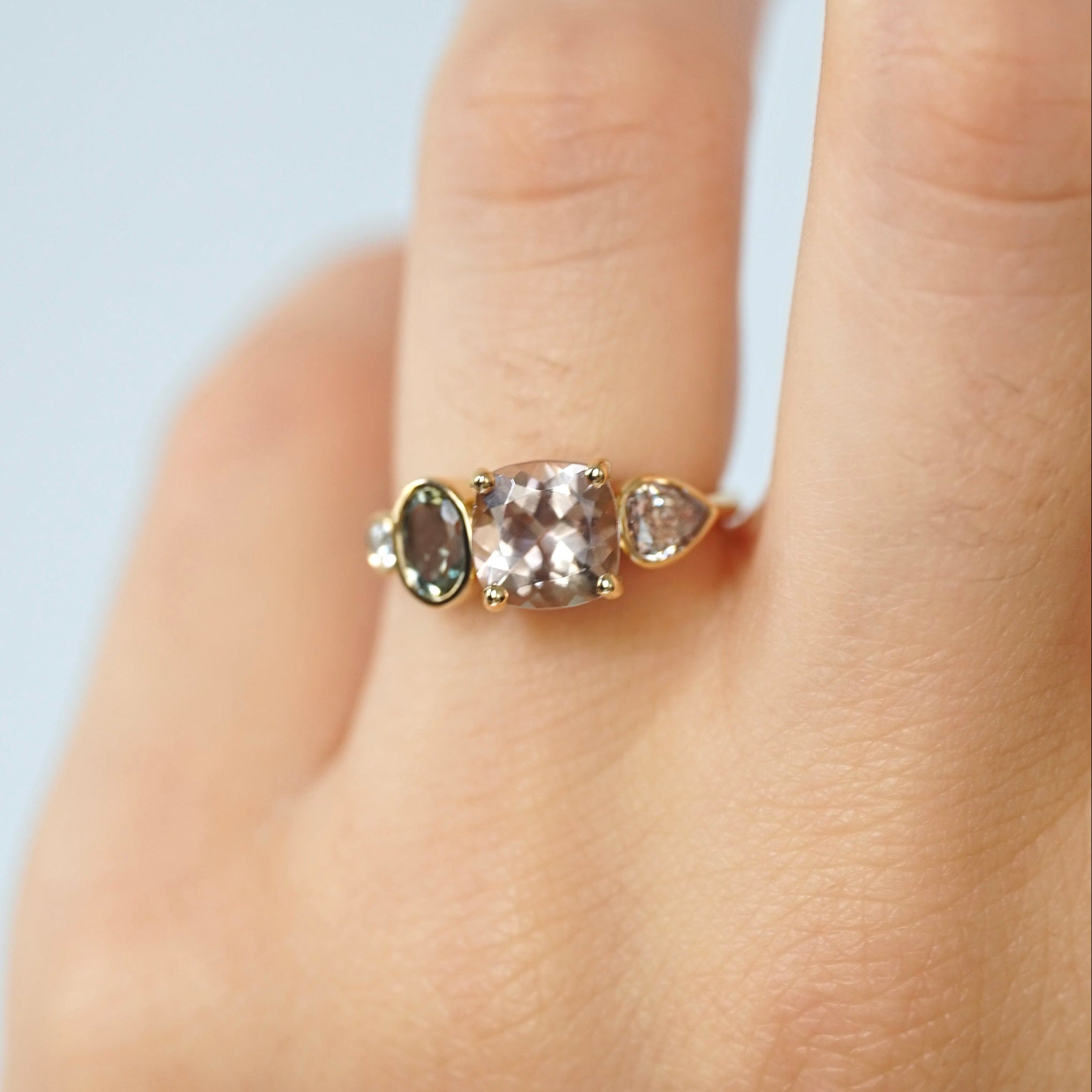 Bague Manon Tourmaline rose Tourmaline verte Diamant blanc