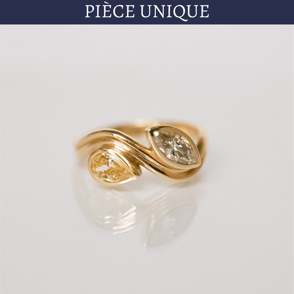 Bague piece unique diamants vague Solange