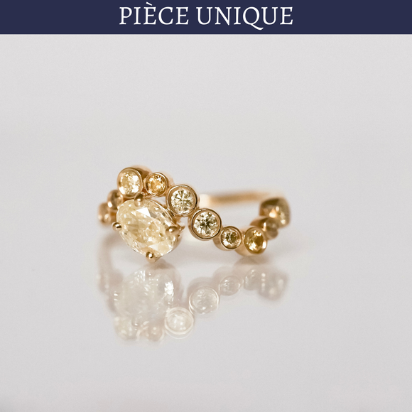 Bague piece unique diamants vague madeleine