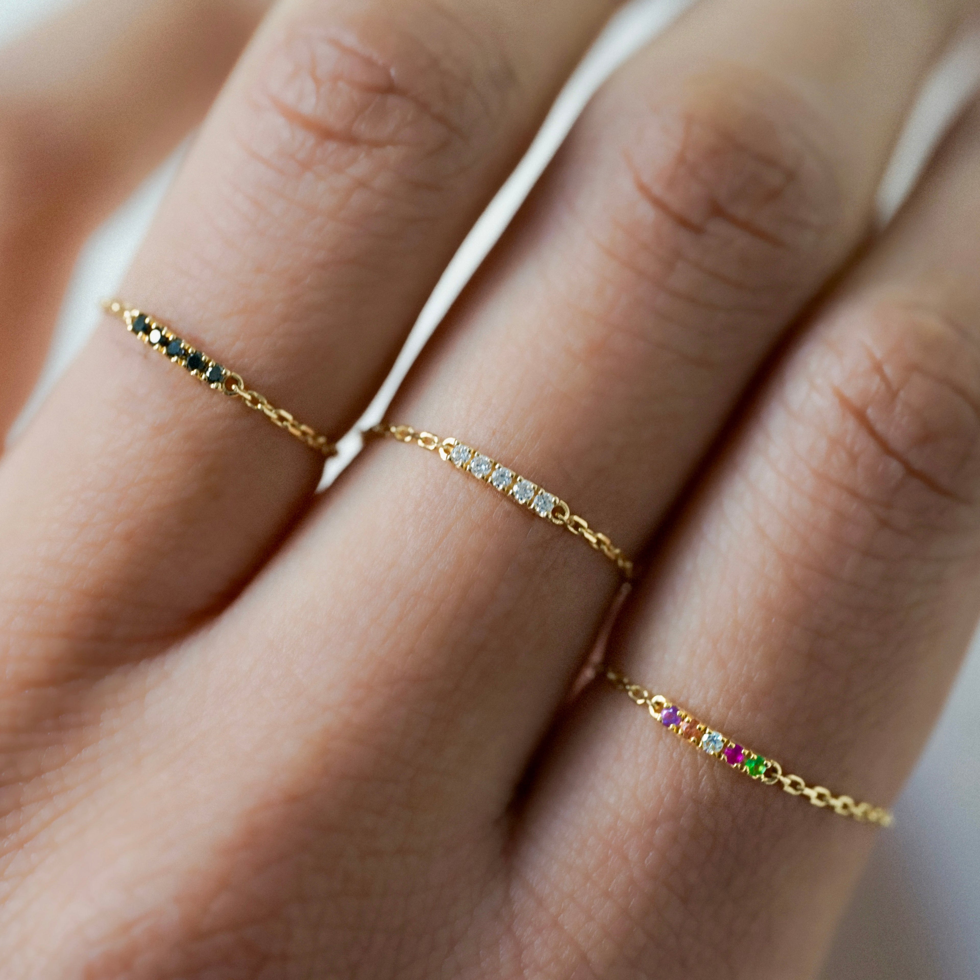 Bague Chaîne Diamants Blancs Iris