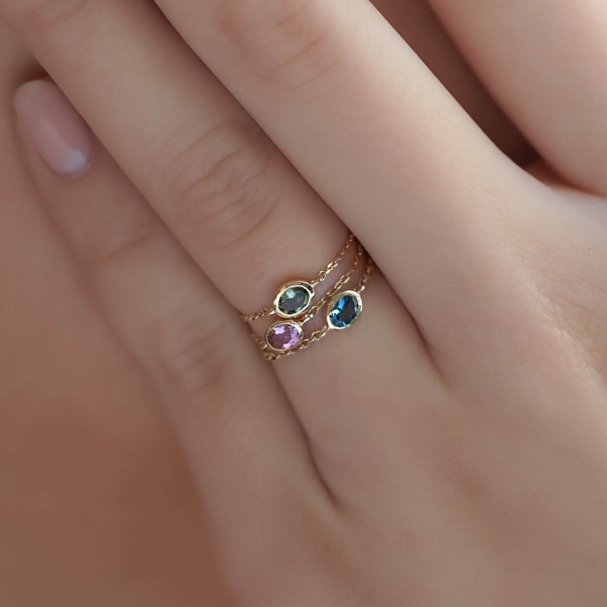 Bague Chaine Valentine Verte