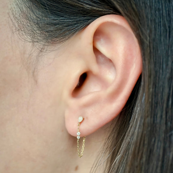 Boucle d'oreille chaine poire Iris