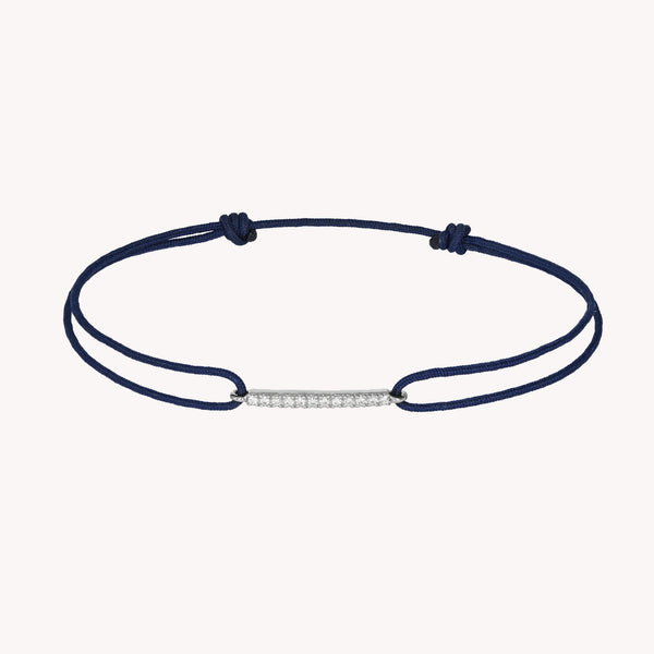 Bracelet Cordon Iris Bleu nuit Or Blanc