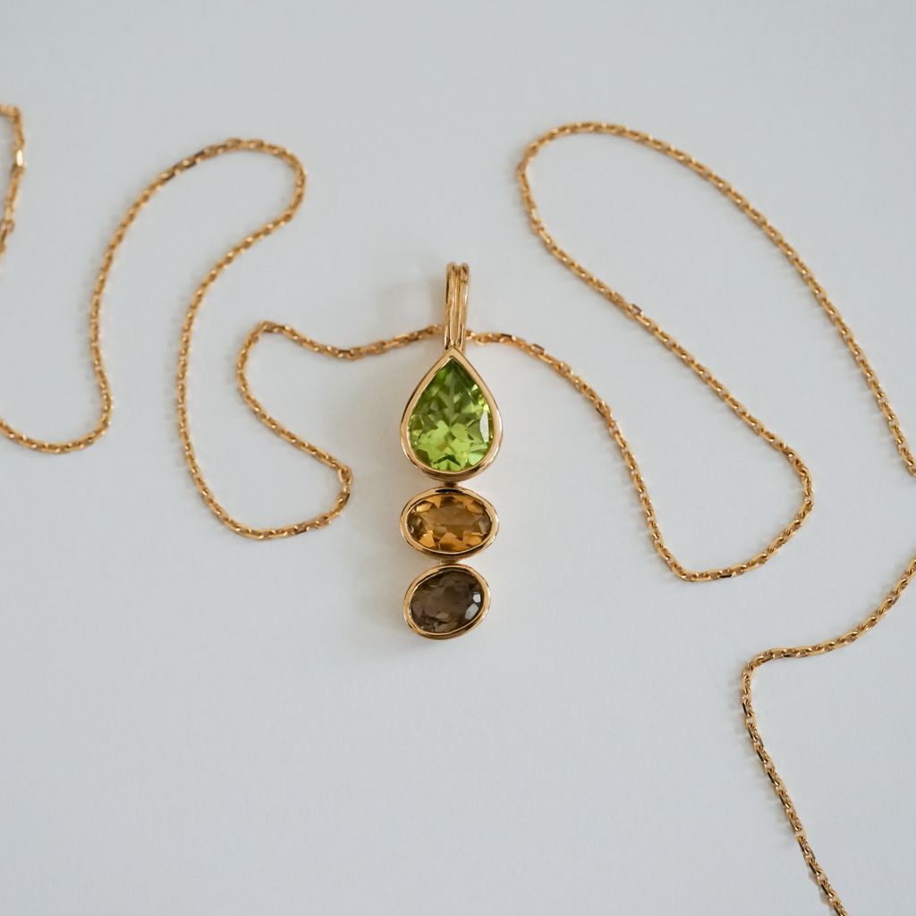 Unique Pendant - Peridot and Tourmalines I