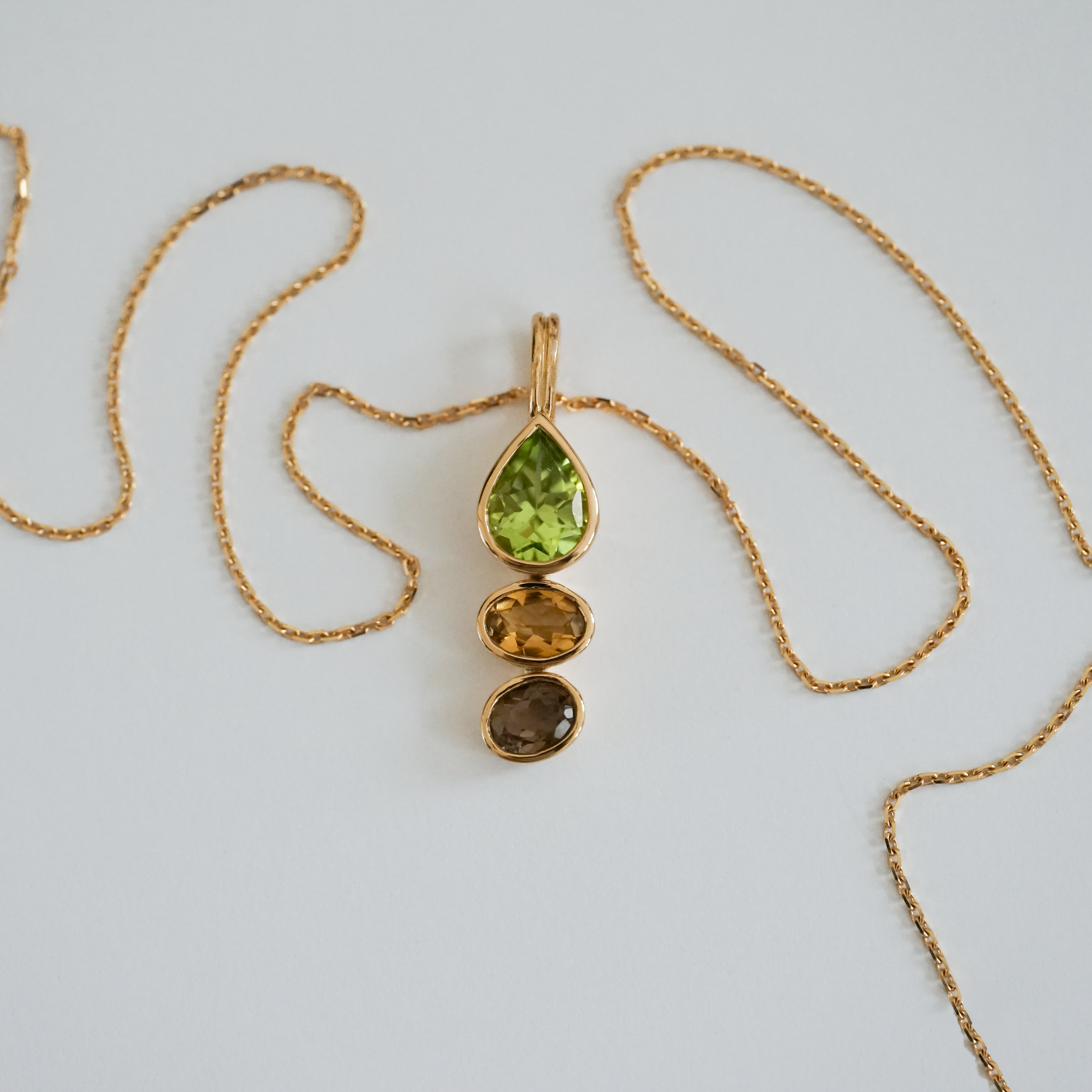 Unique Pendant - Peridot and Tourmalines I