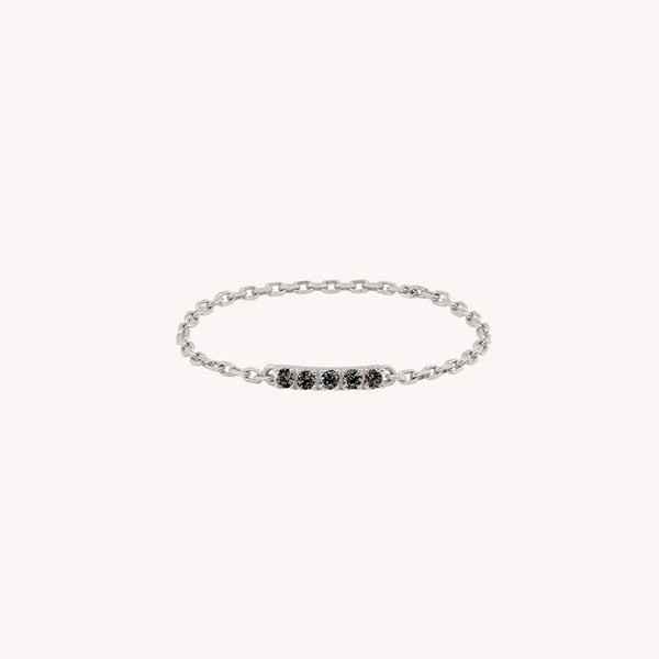 Bague chaine iris diamants noirs or blanc