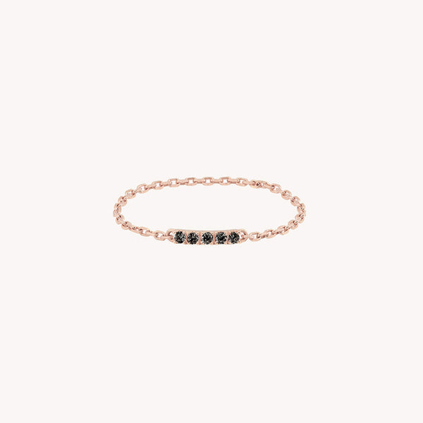 Bague chaine iris diamants noirs or rose