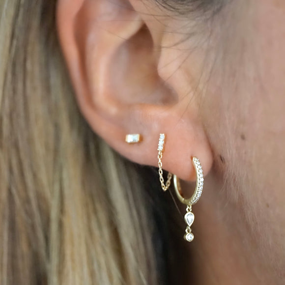 Boucle d'Oreille Chaîne Iris Diamants Blancs
