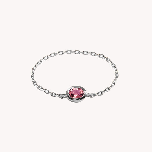 Bague chaine rose Valentine en or blanc