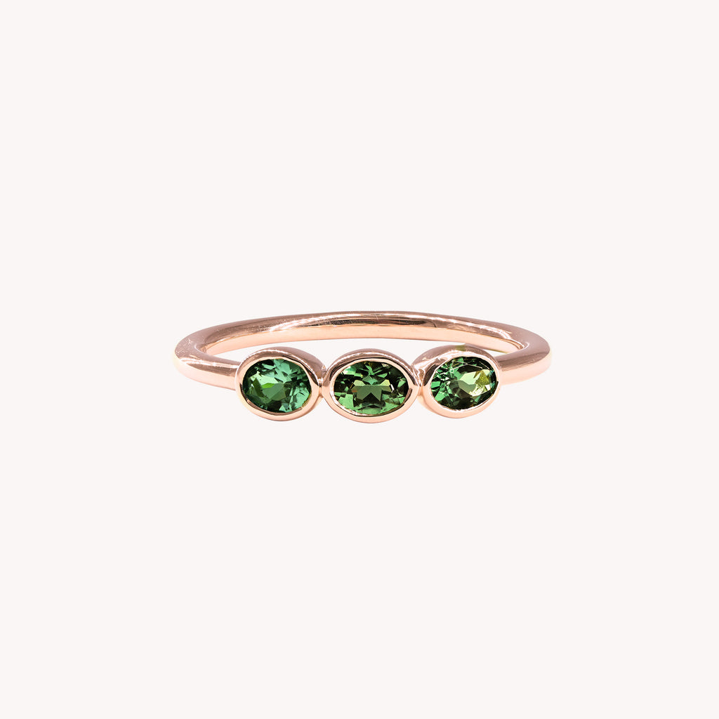 Green Valentine Trio Ring