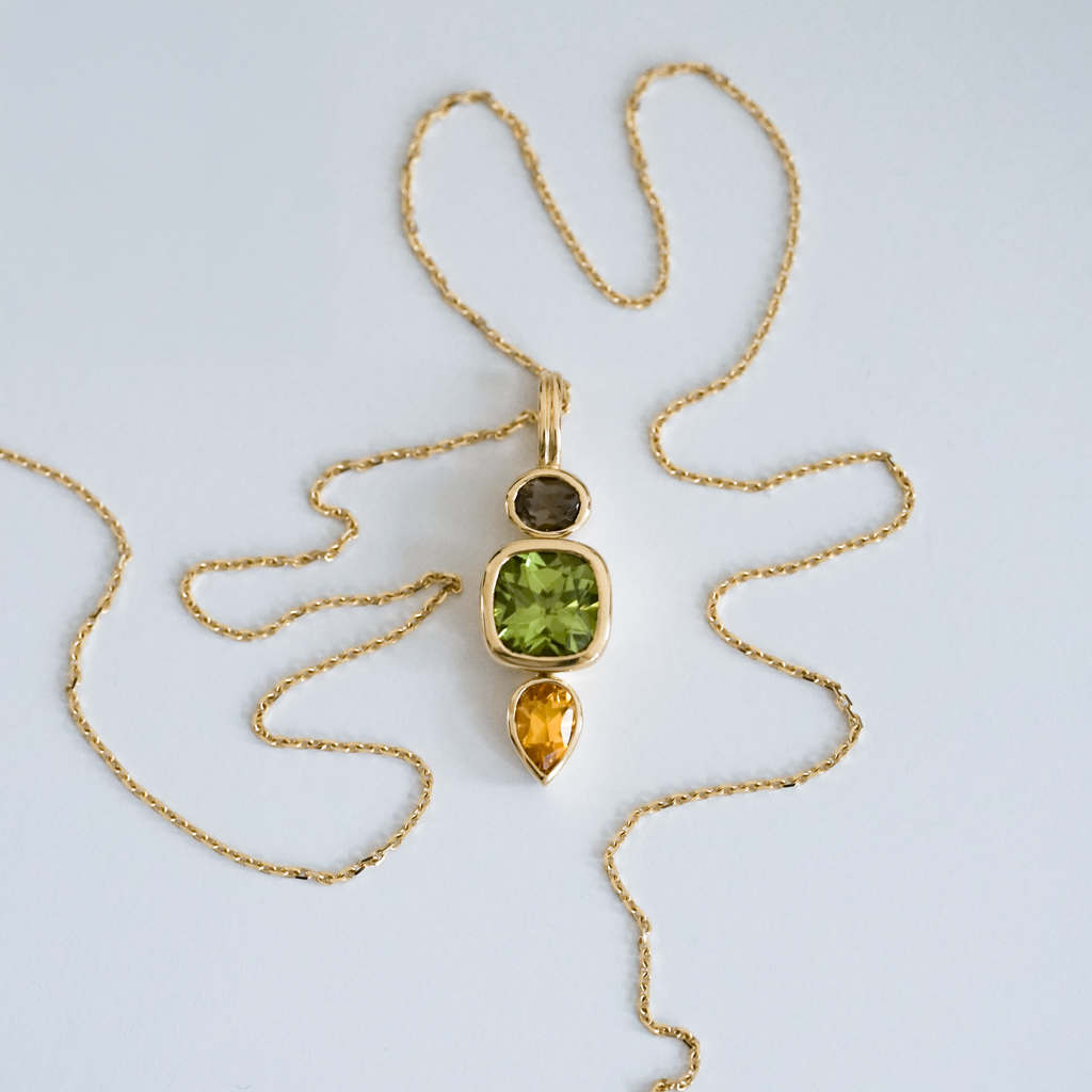 Pendentif Unique - Péridot et Tourmalines II