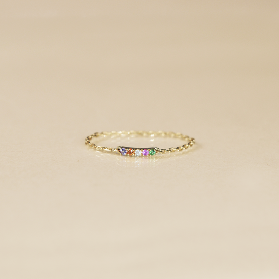 Multicolored Iris Chain Ring